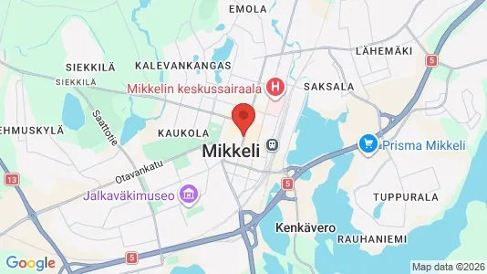 Apartments for rent i Mikkeli - kort over placeringen