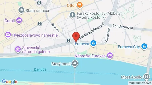 Apartments for rent i Bratislava Staré Mesto - kort over placeringen