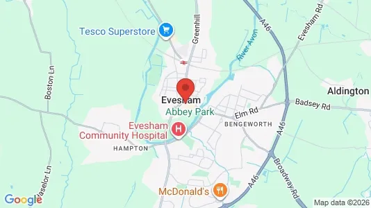 Houses for rent i Evesham - Worcestershire - kort over placeringen