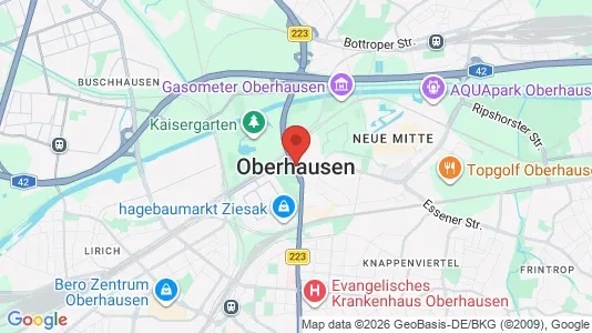 Apartments for rent i Oberhausen - kort over placeringen