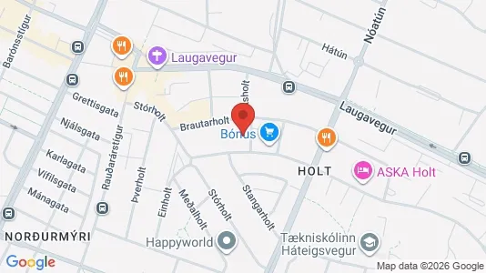 Apartments for rent i Reykjavík Hlíðar - kort over placeringen