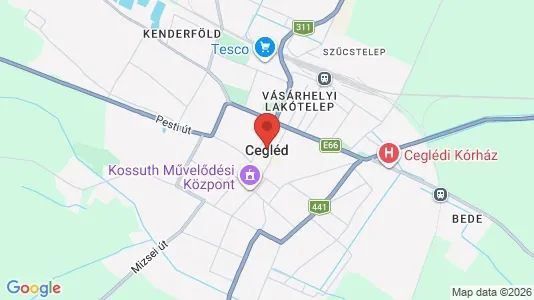 Apartments for rent i Ceglédi - kort over placeringen