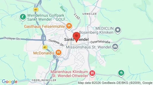 Apartments for rent i St. Wendel - kort over placeringen