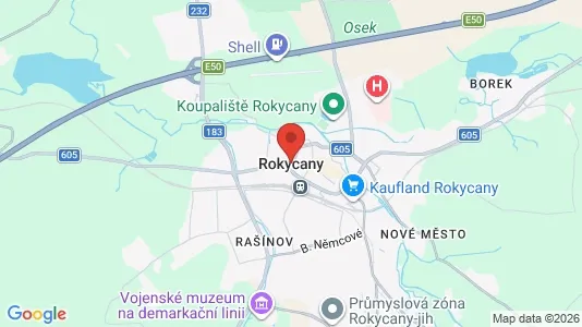 Apartments for rent i Rokycany - kort over placeringen