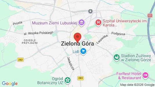 Apartments for rent i Zielona Góra - kort over placeringen