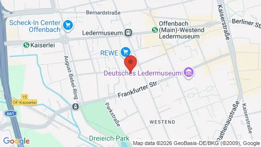 Apartments for rent i Offenbach am Main - kort over placeringen