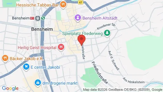 Apartments for rent i Bergstraße - kort over placeringen