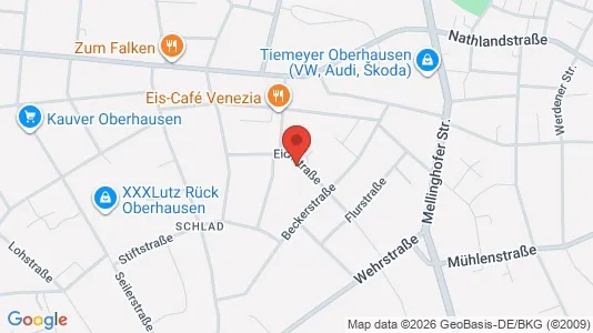 Apartments for rent i Oberhausen - kort over placeringen