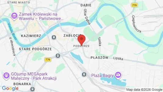 Apartments for rent i Kraków Podgórze - kort over placeringen