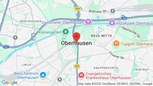Apartments for rent i Oberhausen - kort over placeringen