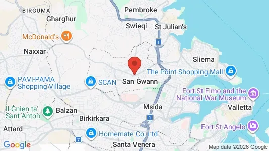 Apartments for rent i San Ġwann - kort over placeringen