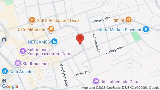 Apartments for rent i Gera - kort over placeringen