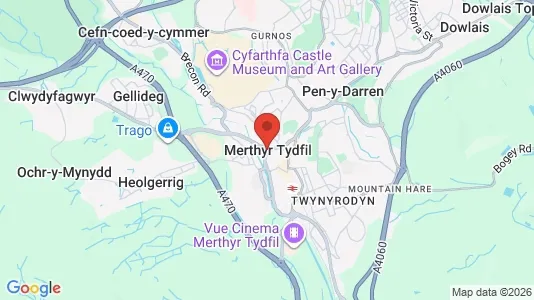 Houses for rent i Merthyr Tydfil - Mid Glamorgan - kort over placeringen