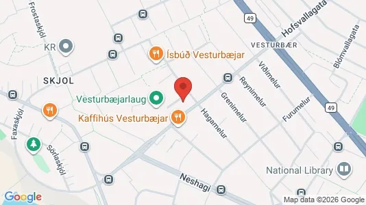 Apartments for rent i Reykjavík Vesturbær - kort over placeringen
