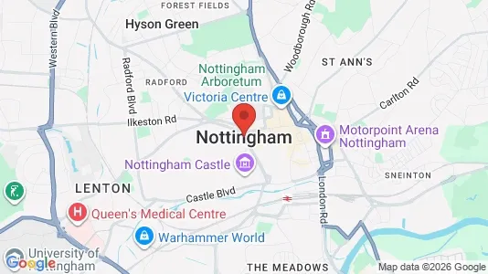 Houses for rent i Nottingham - Nottinghamshire - kort over placeringen