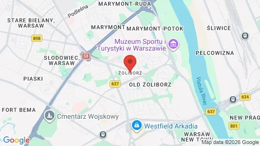 Apartments for rent i Warszawa Żoliborz - kort over placeringen