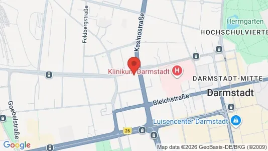 Apartments for rent i Darmstadt - kort over placeringen