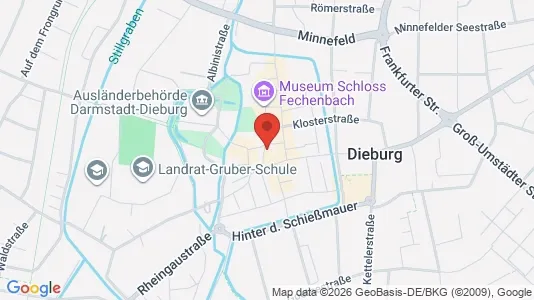 Apartments for rent i Darmstadt-Dieburg - kort over placeringen