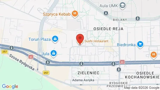 Apartments for rent i Toruń - kort over placeringen