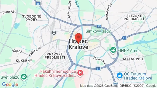 Apartments for rent i Hradec Králové - kort over placeringen