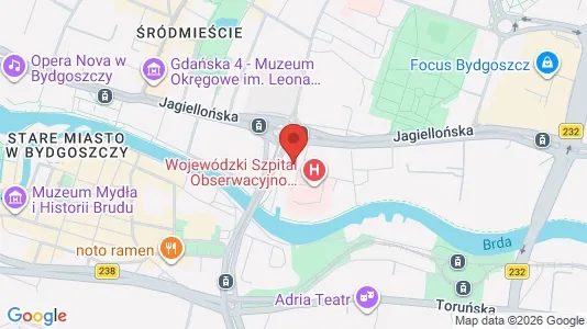 Apartments for rent i Bydgoszcz - kort over placeringen