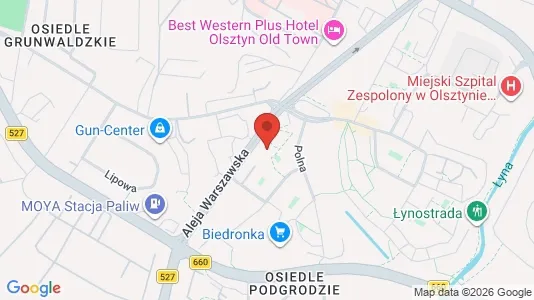 Apartments for rent i Olsztyn - kort over placeringen
