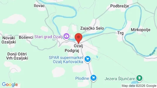 Apartments for rent i Ozalj - kort over placeringen