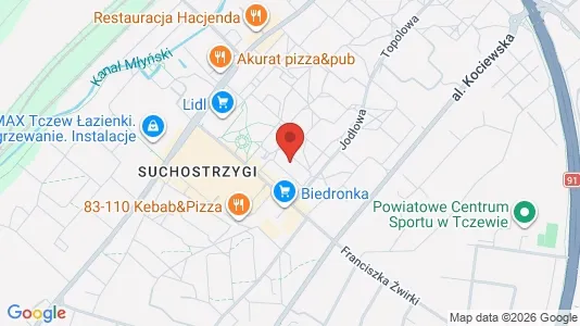 Apartments for rent i Tczewski - kort over placeringen