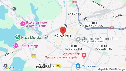 Rooms for rent i Olsztyn - kort over placeringen