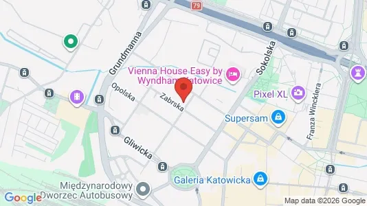 Apartments for rent i Katowice - kort over placeringen