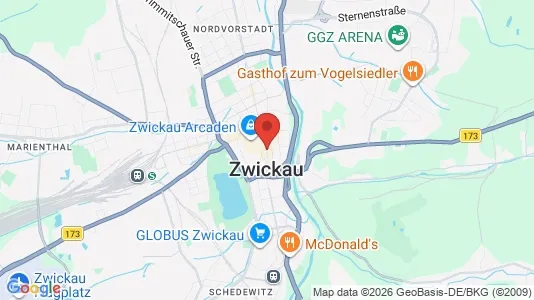 Houses for rent i Zwickau - kort over placeringen