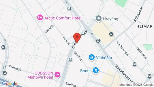 Apartments for rent i Reykjavík Háaleiti - kort over placeringen