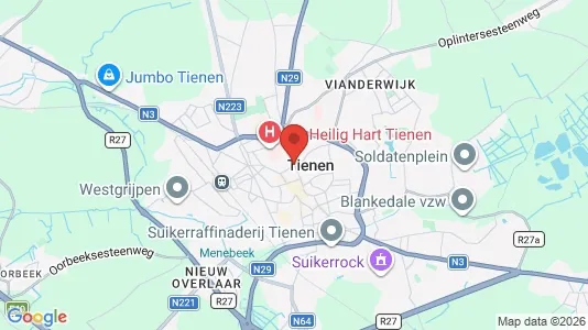 Houses for rent i Tienen - kort over placeringen