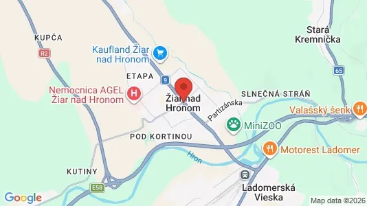 Apartments for rent i Žiar nad Hronom - kort over placeringen