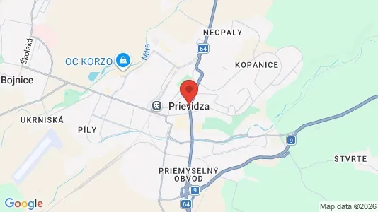 Apartments for rent i Prievidza - kort over placeringen