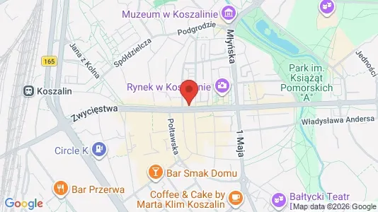 Apartments for rent i Koszalin - kort over placeringen