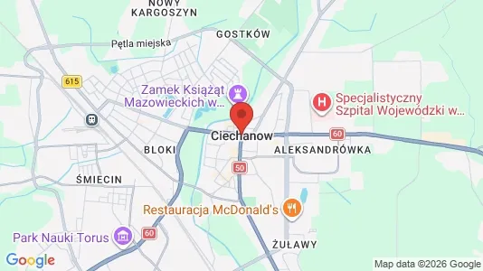 Apartments for rent i Ciechanowski - kort over placeringen