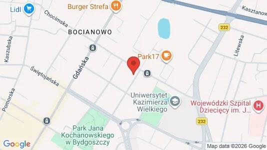 Apartments for rent i Bydgoszcz - kort over placeringen