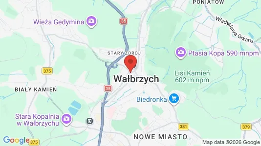 Apartments for rent i Wałbrzych - kort over placeringen
