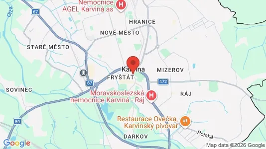 Apartments for rent i Karviná - kort over placeringen