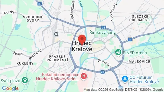 Apartments for rent i Hradec Králové - kort over placeringen