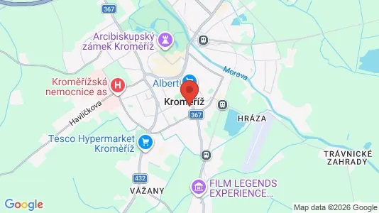 Apartments for rent i Kroměříž - kort over placeringen