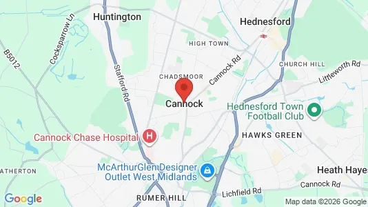 Houses for rent i Cannock - Staffordshire - kort over placeringen