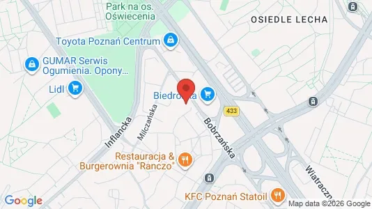 Rooms for rent i Poznań - kort over placeringen