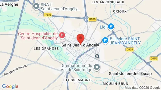 Houses for rent i Saint-Jean-d'Angély - kort over placeringen