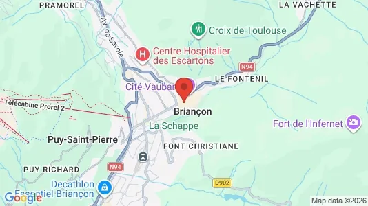 Apartments for rent i Briançon - kort over placeringen