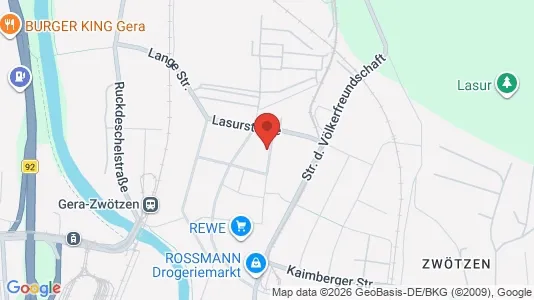 Apartments for rent i Gera - kort over placeringen
