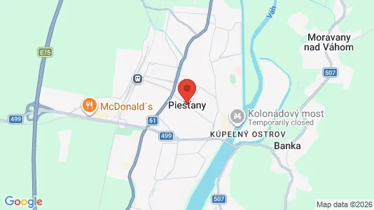Apartments for rent i Piešťany - kort over placeringen