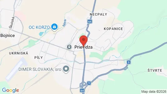 Apartments for rent i Prievidza - kort over placeringen
