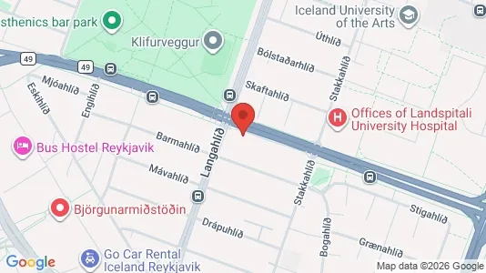 Apartments for rent i Reykjavík Hlíðar - kort over placeringen